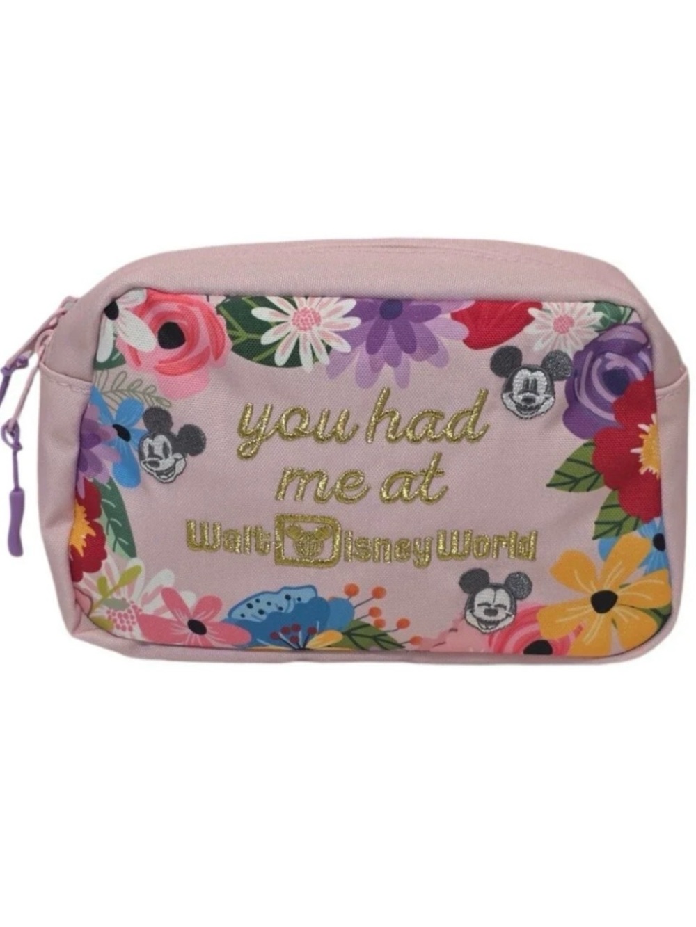 Disney Pink Floral 'You Had Me At Walt Disney World' Cosmetic Pouch